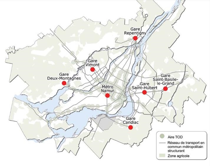Carte de localisation des TOD